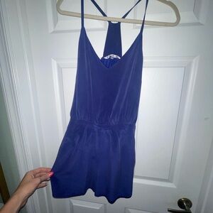 Annie Griffin Blue Chemise with V-Neck and Spaghetti Straps Romper